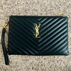 Black quilted clutch